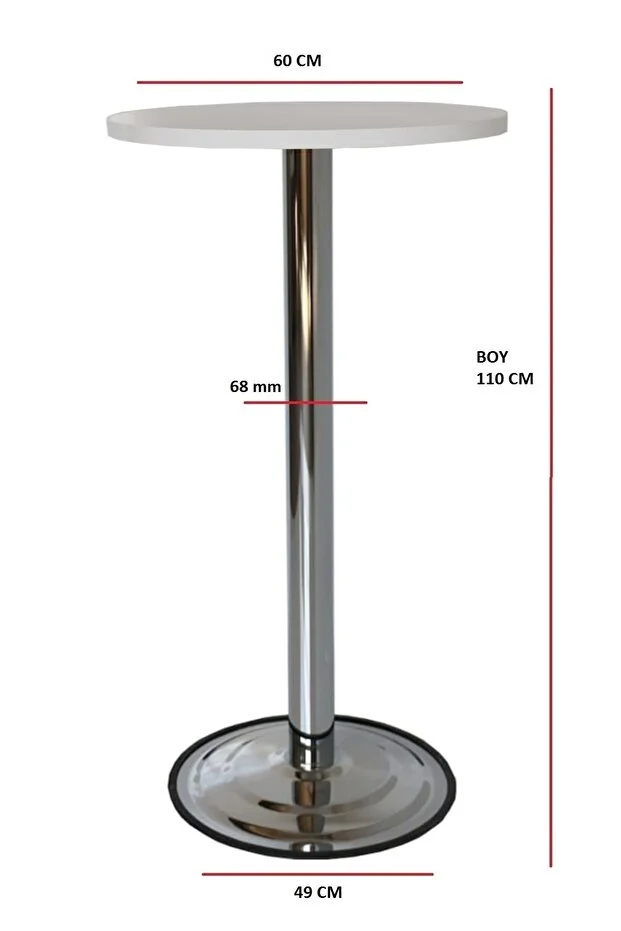 Masa Bar Masası Bistro Cafe Yuvarlak Kokteyl Ahşap Tablalı 110 Cm
